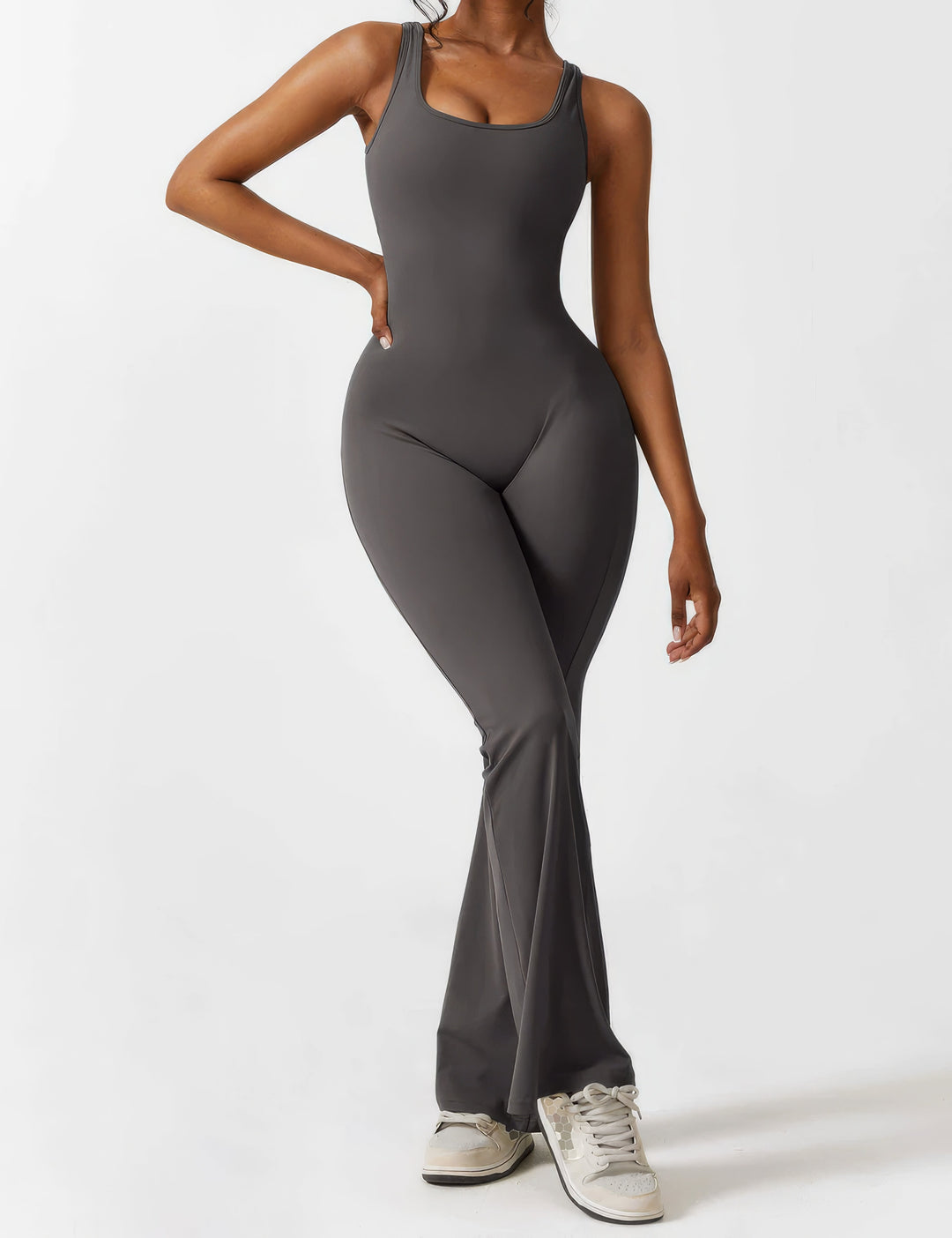 LUNA | ELEGANTE V-BACK FLARED JUMPSUIT