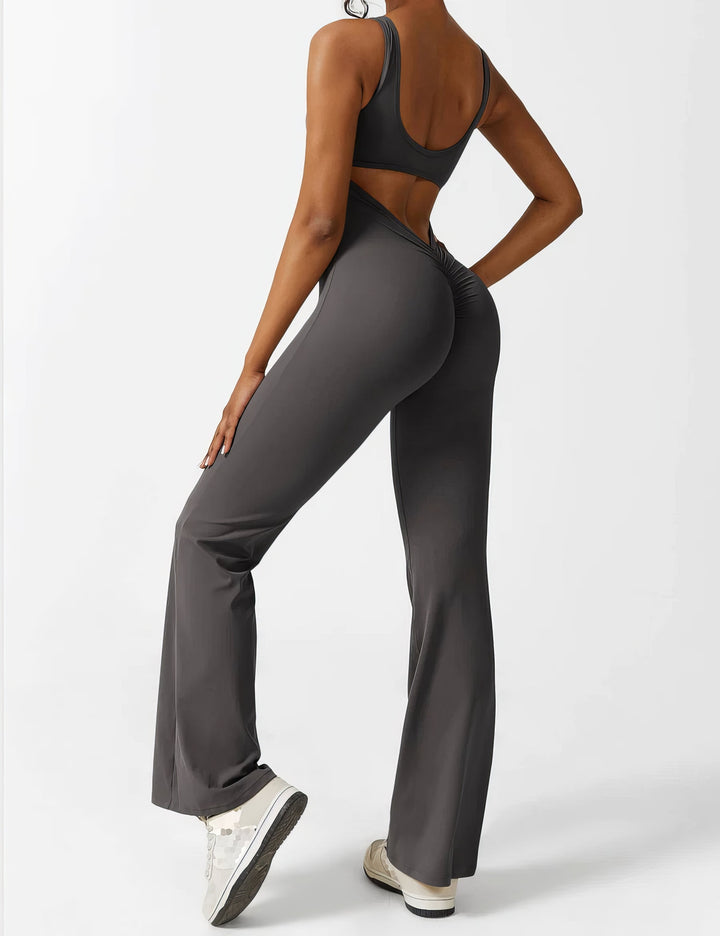 LUNA | ELEGANTE V-BACK FLARED JUMPSUIT