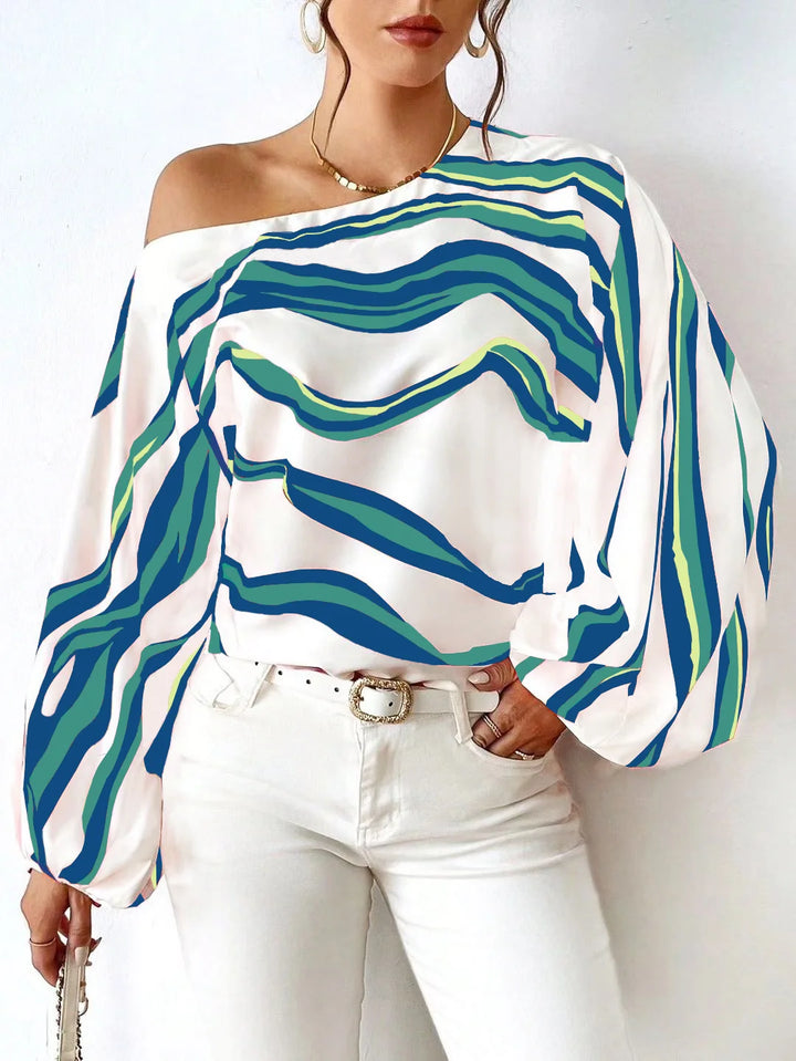 Samantha Off Shoulder Gestreepte Blouse