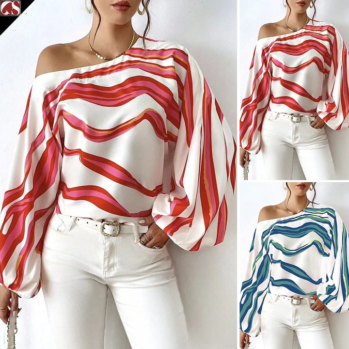 Samantha Off Shoulder Gestreepte Blouse