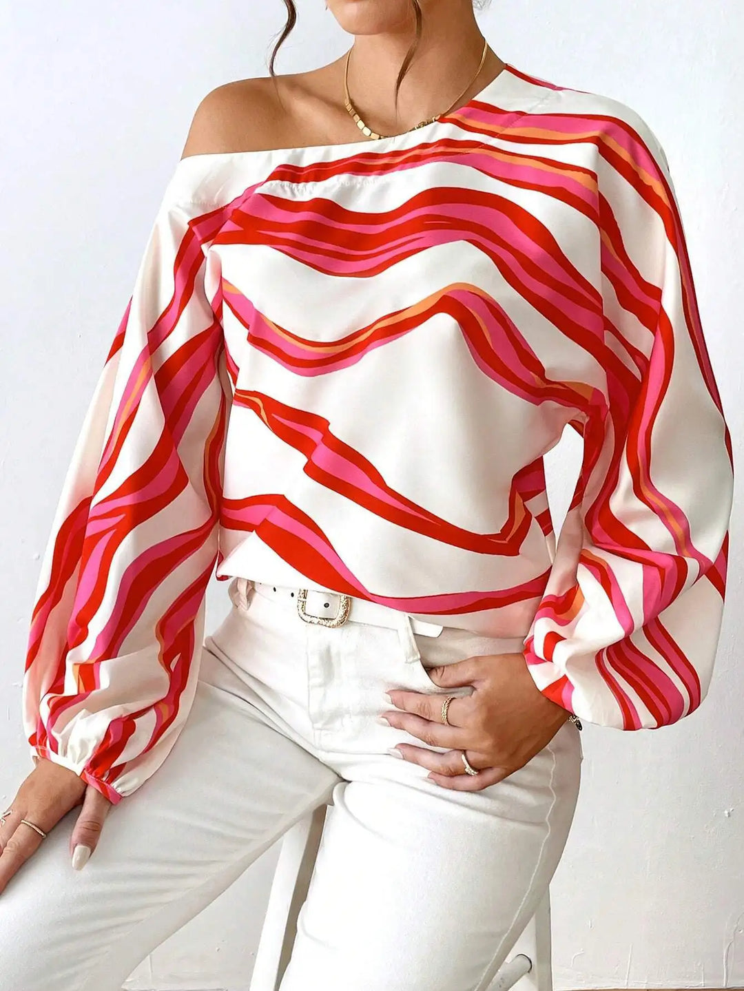 Samantha Off Shoulder Gestreepte Blouse