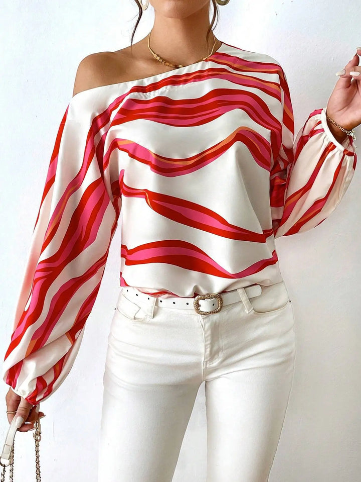 Samantha Off Shoulder Gestreepte Blouse